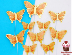 Набор для украшения торта «Бабочки» 10 шт., цвет персиковый