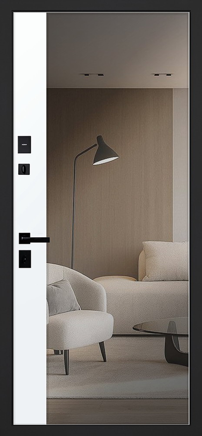 Стальная дверь   Сапсан с зеркалом (адаптивная замковая часть)