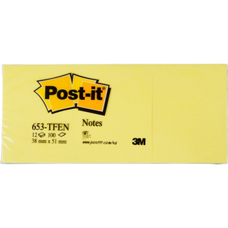 Блок-кубик Post-it 653-TF, 38х51, неон радуга, 12 блоков по 100 листов