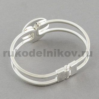 браслет металлический пружинный, посеребренный