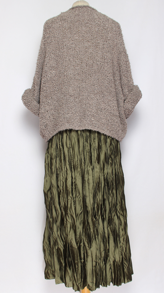 Юбка плотная шелковая "Жатая" хаки, кофе р.46-54