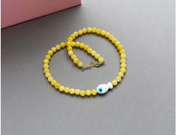 Чокер из Желтого Халцедона с Рыбкой