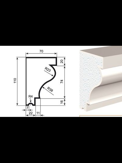 Фасадный подоконник из пенополистирола с покрытием LEPNINAPLAST (Лепнинапласт) ПВ-110/3