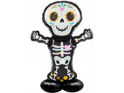 Шар 3D (36''/91 см) Фигура на подставке, Скелет Калавера
