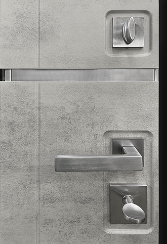 Дверь металлическая "ФЛАГМАН Z" Бетон графит/Ясень белый + вставки и хром. Молдинг