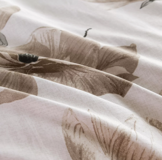 Комплект постельного белья Делюкс Сатин рисунок Маки L432  2 спальный с двумя наволочками 50-70