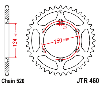 Звезда ведомая (50 зуб.) RK B4454-50 (Аналог: JTR460.50) для мотоциклов Kawasaki