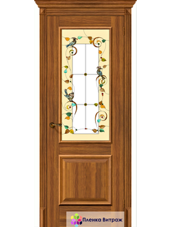 Витражная пленка, витражная пленка самоклеющаяся под заказ,пленочный витраж с птицами