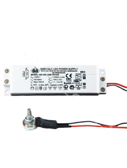 БЛОК ПИТАНИЯ GD-VDL32B для LED диммируемый, 10В, 220V/350mADC, 10Вт (3-36В), 123х33х20мм