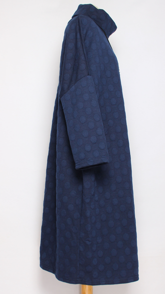 ПЛАТЬЕ БОХО ТЕПЛОЕ "ХОМУТ ФАКТУРНОЕ" синее до р.52