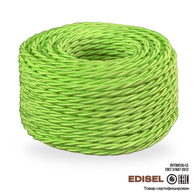 Витой ретро провод 3х2.5 кислотный шелк бухта