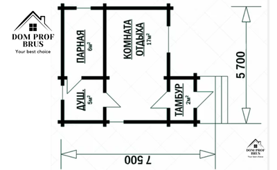 Баня из профилированного бруса "Приветливая" 30м2 7х5