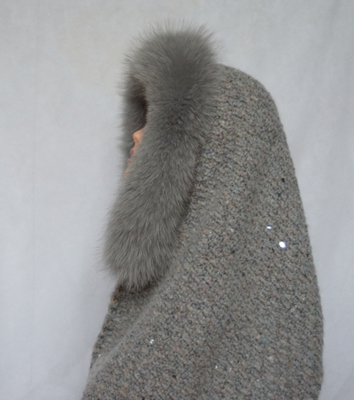 Итальянский вязаный палантин с мехом Вицио фото