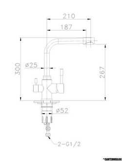Смеситель для кухни из нержавеющей стали с подключением к фильтру с питьевой водой Lemark Expert LM5061S