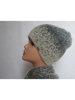 Серо - голубая женская вязаная шапка и шарф Vizio Италия 6144 фото