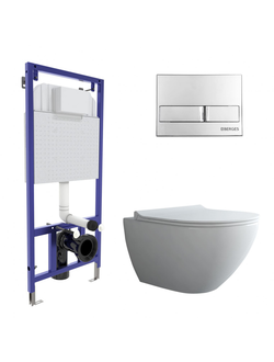 Комплект BERGES: инсталляция NOVUM, кнопка L3 хром глянец, унитаз PUMA Rimless 51 см, сиденье дюропласт Toma Slim SO, микролифт, быстросъем