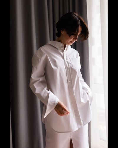 Рубашка с широким воротником (белый)