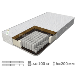 ВК860 Матрас "Фэмили" (БНП Стандарт, термовойлок, кокосовая койра, струттофайбер, ППУ, жаккард)