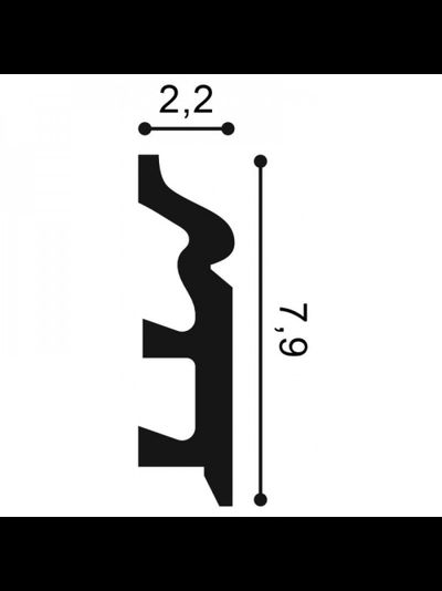 Плинтус ORAC Decor SX122, дюрополимерный, влагостойкий, ударопрочный, под покраску, длина 2 метра