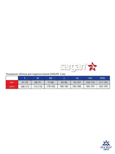 Гидрокостюм неопрен 2мм Sargan Sport 1001/BL, муж. р.XL