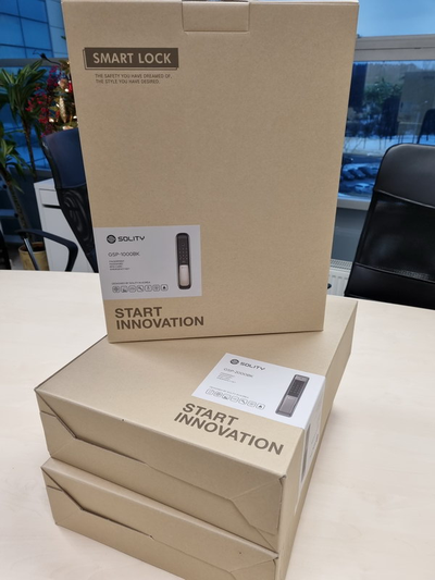 Врезной электронный дверной замок Solity GSP-1000BK GOLD с отпечатком пальца