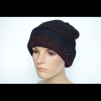 Вязаная шапка с отворотом разноцветная черная Vizio Италия 8009 CRY