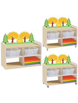 ТУМБА ДЛЯ ИГРУШЕК И ПОСОБИЙ 22 ОДНОСТОРОННЯЯ С 2-МЯ КОНТЕЙНЕРАМИ И МИНИ-МАТАМИ