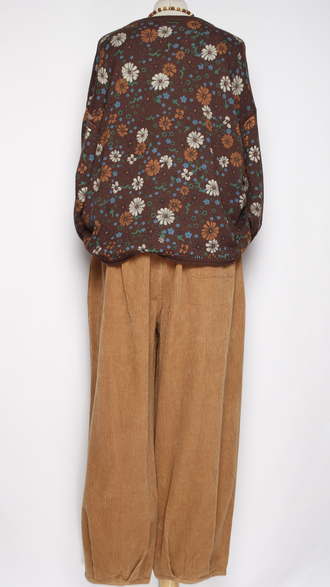 Брюки Бохо вельветовые "Бананы крупный вельвет" малахит, мокко  р.50-54