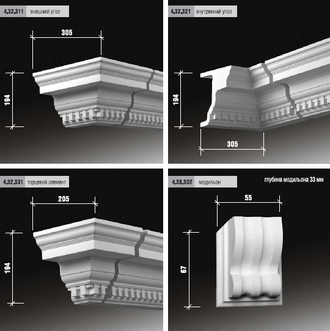 Карниз 4.32.301 сборный - 194*205*2000мм