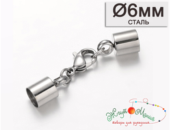 КОМПЛЕКТ ФУРНИТУРЫ ИЗ НЕРЖАВЕЮЩЕЙ СТАЛИ - КОЛПАЧКИ С ЗАСТЁЖКОЙ - 6мм - СТАЛЬ