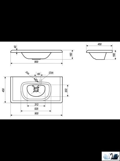Раковина Эстет Olivia 90 х 45 см Каменная на столешницу в ванную