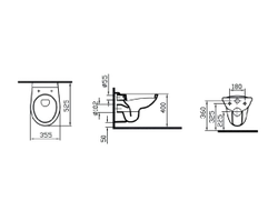 Комплект подвесного унитаза со скрытой системой смыва на 3/6 л VitrA Normus-1 :  стандартное сиденье с металлическими петлями, панель системы смыва с механическими кнопками, цвет белый (панель управления двойная), 9773B003-7201