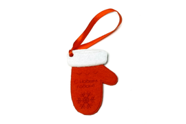 Новогодние варежки, Двуслойный фетр, лого - насечка лазером. Подвеска из тесьмы