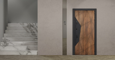 Стальная дверь   Берилл с зеркалом (биометрический замок DZ 888). Заказная модель.