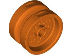 Wheel 18mm D. x 12mm with Pin Hole and Stud, Dotted Brake Rotor Lines, Reddish Orange (66727 6533081)