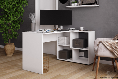 СКМУ-4 компьютерный стол угловой Белый с тиснением «Древесные поры»