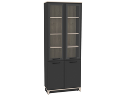 Гостиная AURELIO (АУРЕЛИО) - AURELIO 8 Шкаф для книг Антрацит-Блеквуд Сатиновый