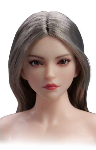 Женская голова (скульпт) с длинными серебристыми волосами и подвижными глазами - 1/6 scale Asian Female Head Sculpt with Movable Eyes (YMT106B) - YMTOYS