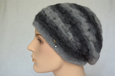 Итальянский вязаный берет Vizio 7014 темно - серый