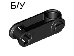 ! Б/У - Technic, Axle and Pin Connector Perpendicular 3L with Pin Hole, Black (32068 / 4114670 / 6273318) - Б/У