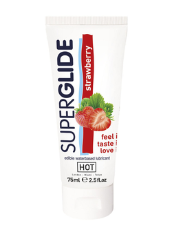 44119 Съедобная смазка на водной основе HOT Superglide для орального секса со вкусом клубники, 75 мл