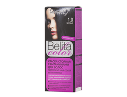 Краска стойкая с витаминами для волос серии "Belita сolor" № 1.0 Черный