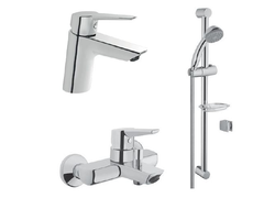 Набор из 3 смесителей VitrA Solid-S 3 в 1 (смеситель для раковины, смеситель для ванны и душа, душевой гарнитур с функцией Aquaspray), A49227EXP