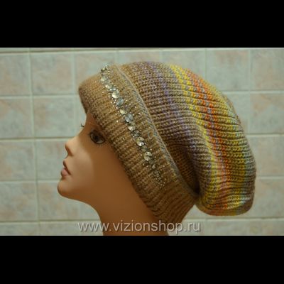 Двусторонняя шапка носок женская  Vizio Италия 5872 светло - коричневая