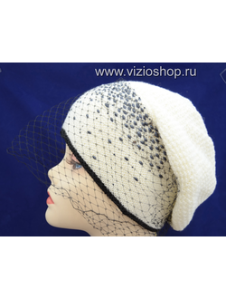 Белый берет с вуалью Vizio Италия от итальянского производителя беретов и шапок Vizio