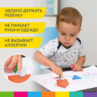 Клей-карандаш "Зверята: хрюшка, панда, тигренок", 9 г, фигурный колпачок, 3 шт./блистер, BRAUBERG KIDS, 271141
