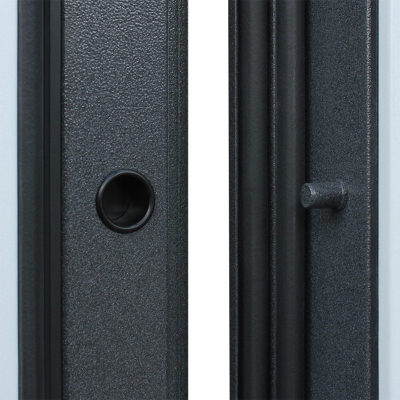 Стальная дверь   Titanium с окном и английской решеткой (терморазрыв 3к)