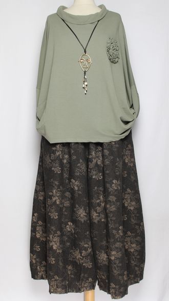 Джемпер Бохо "Хлопок хомут роза" хаки, голубой, бежевый до р.56