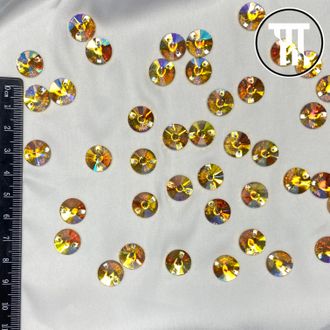 Стразы пришивные Круглые, Crystal AB (yellow), р-р 12 мм
