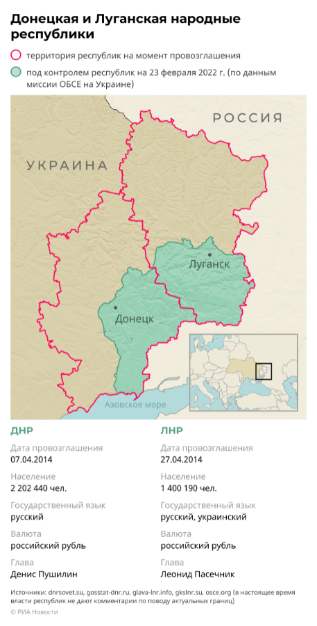 Донецкая и Луганская народные республики Источник: РИА Новости Инфографика